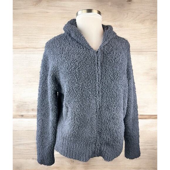 Barefoot Dreams Sweaters - Barefoot Dreams Cozychic Full Zip Fuzzy Deep Pile Hoodie Jacket Blue Size Large